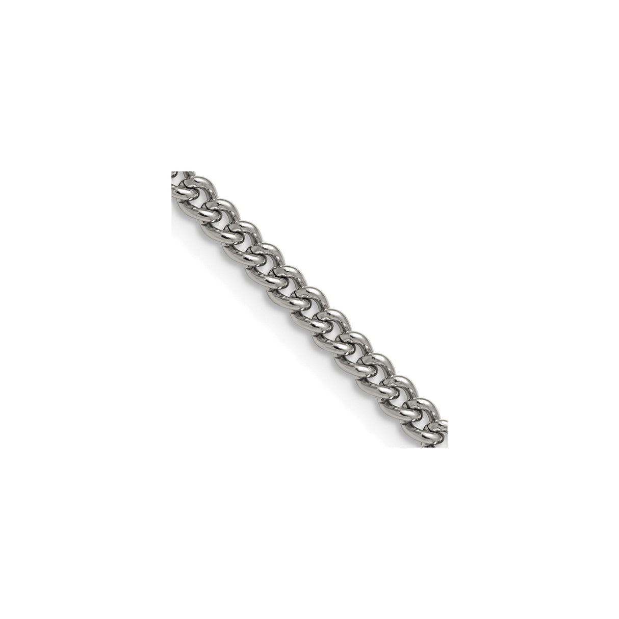 Stainless Steel 4 mm Curb Chain Necklace, Polished detail view