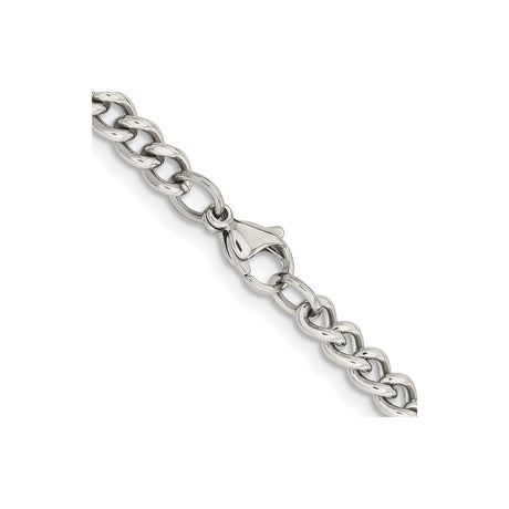 Stainless Steel 5.3 mm Curb Chain Necklace, Polished alternate angle