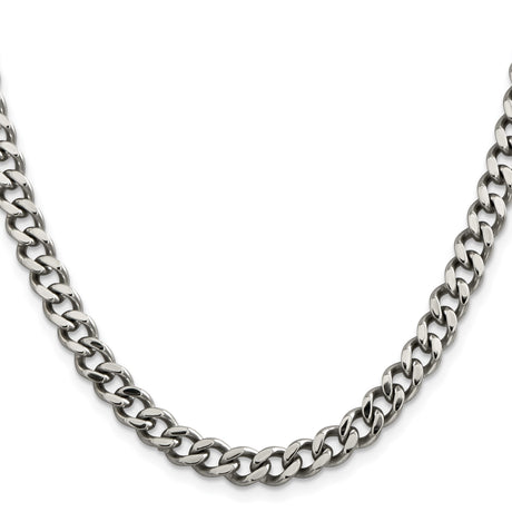 Stainless Steel 6.75 mm Curb Chain Necklace, Polished