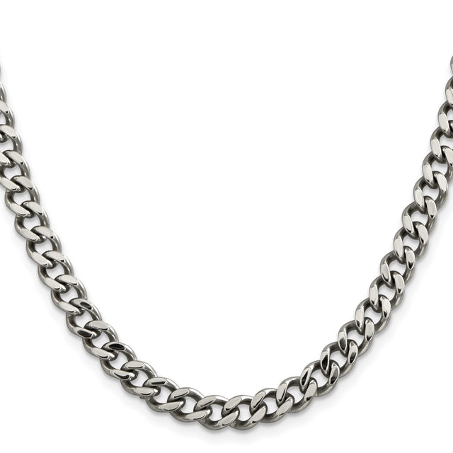 Stainless Steel 6.75 mm Curb Chain Necklace, Polished
