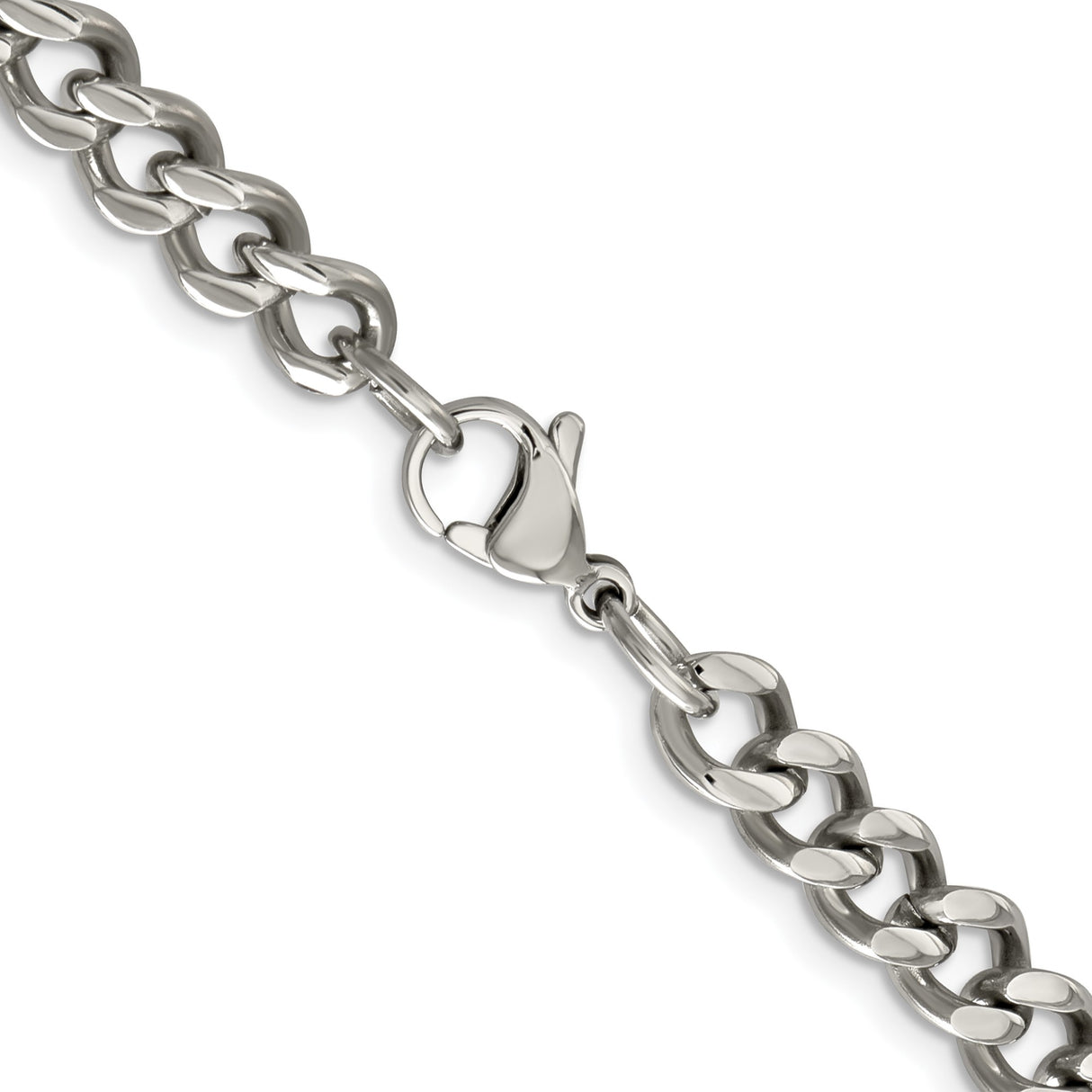 Stainless Steel 6.75 mm Curb Chain Necklace, Polished alternate angle