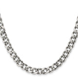 Stainless Steel 7.5 mm Curb Chain Necklace, Polished