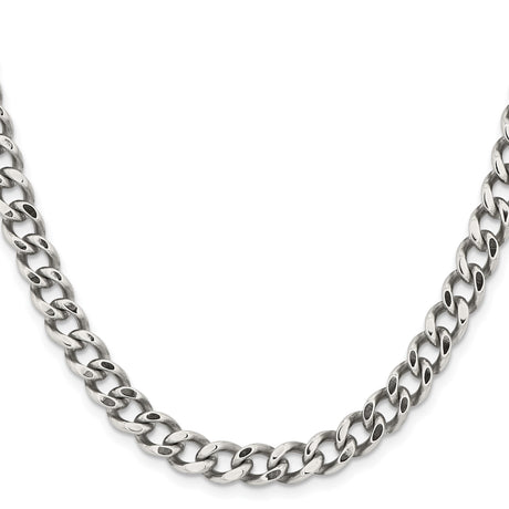 Stainless Steel 7.5 mm Curb Chain Necklace, Polished