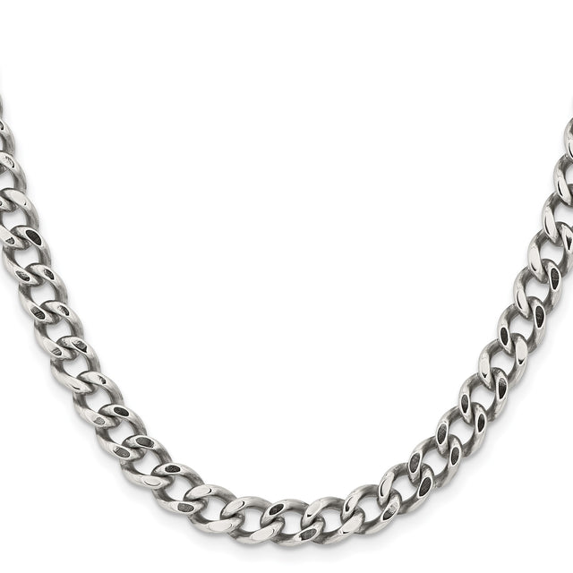Stainless Steel 7.5 mm Curb Chain Necklace, Polished