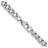 Stainless Steel 7.5 mm Curb Chain Necklace, Polished alternate angle