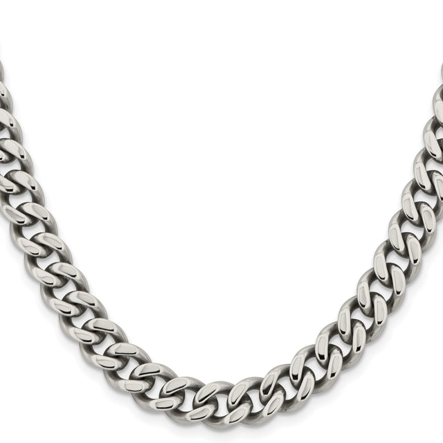 Stainless Steel 9.5 mm Curb Chain Necklace, Polished