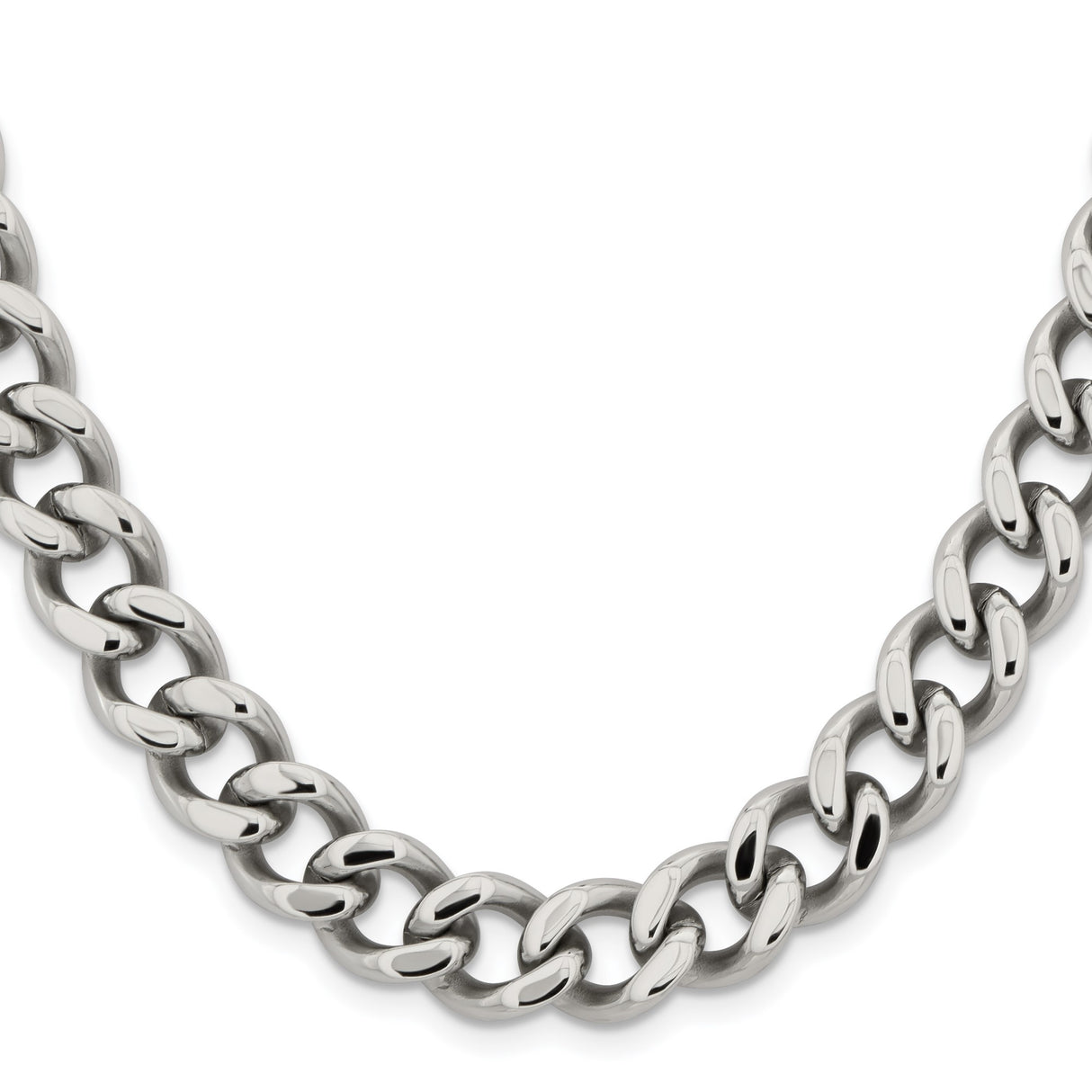 Stainless Steel 11.5 mm Curb Chain Necklace, Polished