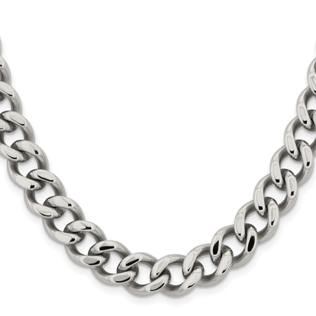 Stainless Steel 11.5 mm Curb Chain Necklace, Polished
