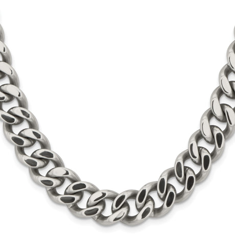 Stainless Steel 13.75 mm Curb Chain Necklace, Polished