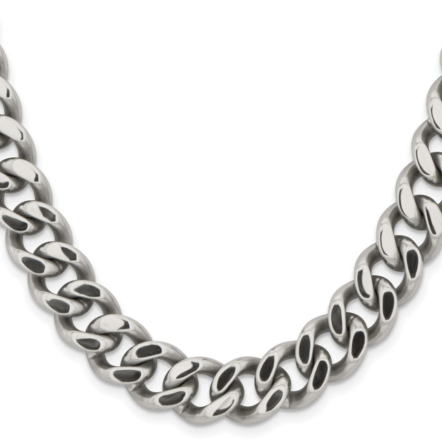 Stainless Steel 13.75 mm Curb Chain Necklace, Polished