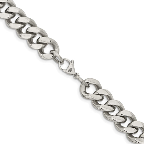 Stainless Steel 13.75 mm Curb Chain Necklace, Polished alternate angle