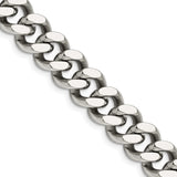 Stainless Steel 13.75 mm Curb Chain Necklace, Polished detail view