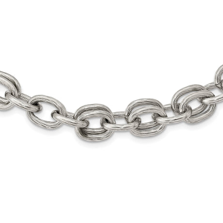 Stainless Steel 14 mm Brushed Chain Necklace alternate angle
