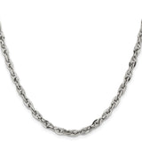 Stainless Steel 4.2 mm Rope Chain Necklace, Polished