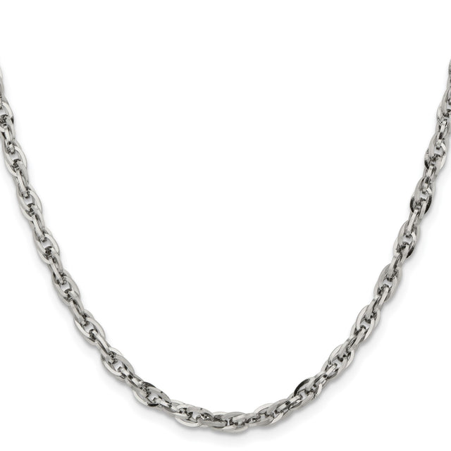 Stainless Steel 4.2 mm Rope Chain Necklace, Polished