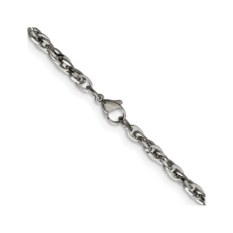Stainless Steel 4.2 mm Rope Chain Necklace, Polished alternate angle