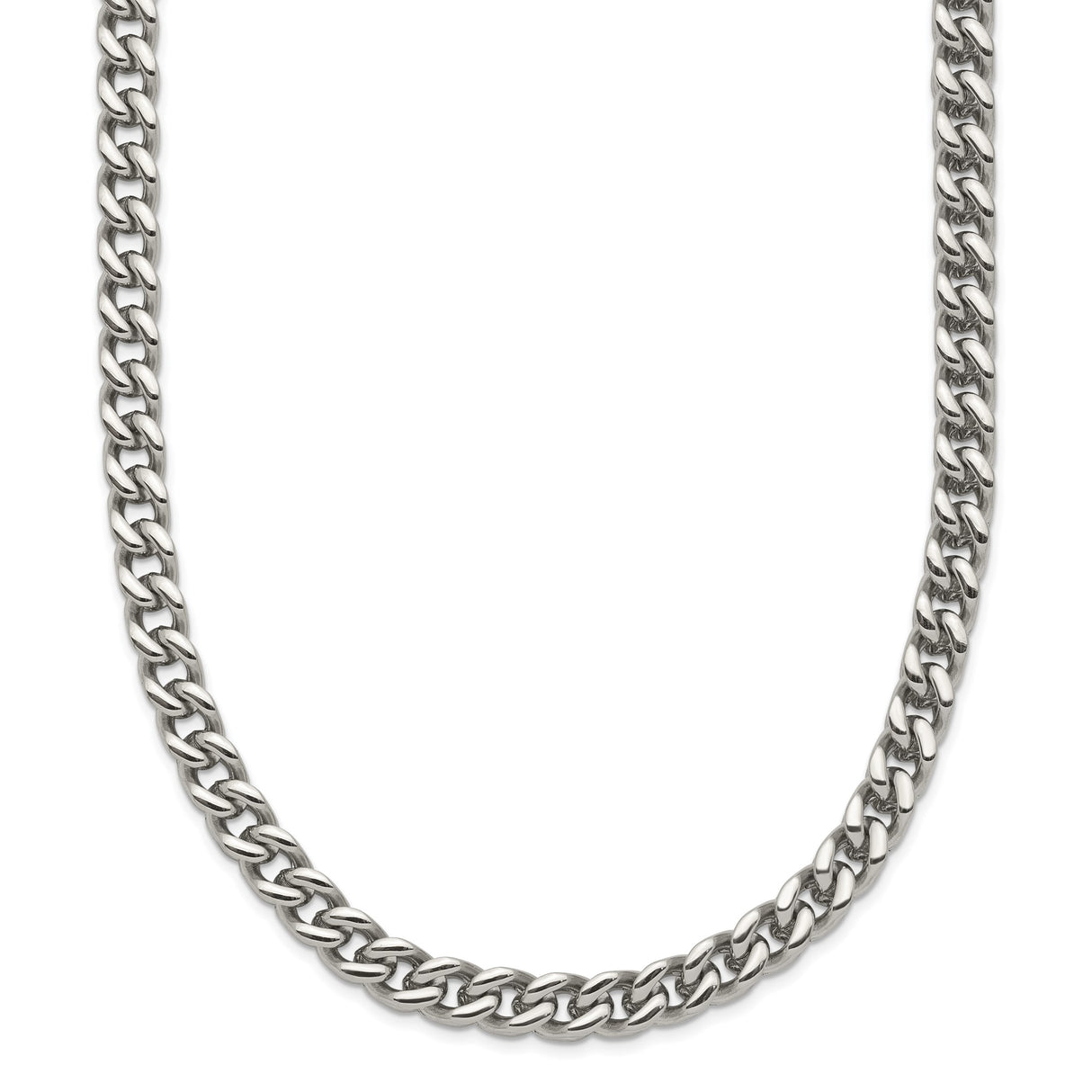 Stainless Steel 5 mm Franco Chain Necklace, Polished detail view