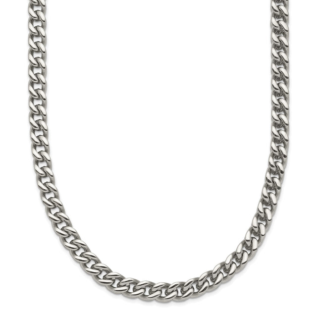 Stainless Steel 5 mm Franco Chain Necklace, Polished detail view