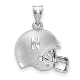 University of Nebraska Cornhuskers School Letter on Football Helmet Charm Pendant in Real 925 Sterling Silver