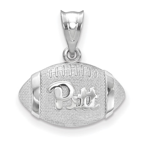 University of Pittsburgh Panthers Pitt School Name on Football Shaped Charm Pendant in Real 925 Sterling Silver