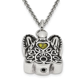 Green CZ August Birthstone Angel Ash Holder 18 inch Necklace Charm Pendant in Real 316 Stainless Steel