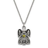 Green CZ August Birthstone Angel Ash Holder 18 inch Necklace Charm Pendant in Real 316 Stainless Steel