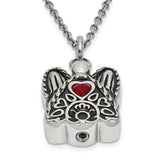 Red CZ January Birthstone Angel Ash Holder 18 inch Necklace Charm Pendant in Real 316 Stainless Steel