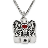 Red CZ July Birthstone Angel Ash Holder 18 inch Necklace Charm Pendant in Real 316 Stainless Steel
