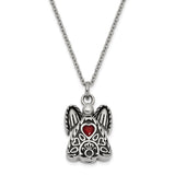 Red CZ July Birthstone Angel Ash Holder 18 inch Necklace Charm Pendant in Real 316 Stainless Steel
