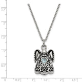 Light Blue CZ March Birthstone Angel Ash Holder 18 inch Necklace Charm Pendant in Real 316 Stainless Steel