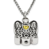 Yellow CZ November Birthstone Angel Ash Holder 18 inch Necklace Charm Pendant in Real 316 Stainless Steel