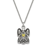Yellow CZ November Birthstone Angel Ash Holder 18 inch Necklace Charm Pendant in Real 316 Stainless Steel