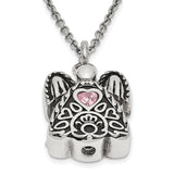 Pink CZ October Birthstone Angel Ash Holder 18 inch Necklace Charm Pendant in Real 316 Stainless Steel