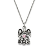 Pink CZ October Birthstone Angel Ash Holder 18 inch Necklace Charm Pendant in Real 316 Stainless Steel