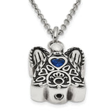 Blue CZ September Birthstone Angel Ash Holder 18 inch Necklace Charm Pendant in Real 316 Stainless Steel