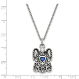 Blue CZ September Birthstone Angel Ash Holder 18 inch Necklace Charm Pendant in Real 316 Stainless Steel