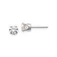 14k White Gold Stud Earrings with Round Cubic Zirconia, Four Prong Solitaire Style