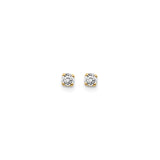 14k Yellow Gold Solitaire Stud Earrings with Diamond, Four Prong, Minimalist Design