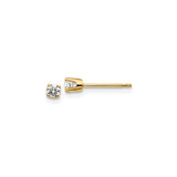 14k Yellow Gold Solitaire Stud Earrings with Diamond, Four Prong, Minimalist Design