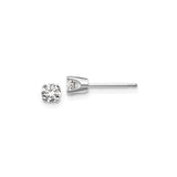 14k White Gold Diamond Stud Earrings, Round-Cut Solitaire, Four Prong Minimalist Design