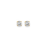 14k Yellow Gold Solitaire Stud Earrings with Round Diamond in Four Prong Setting