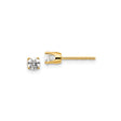 14k Yellow Gold Solitaire Stud Earrings with Round Diamond in Four Prong Setting