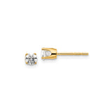 14k Yellow Gold Solitaire Stud Earrings with Round Diamond in Four Prong Setting