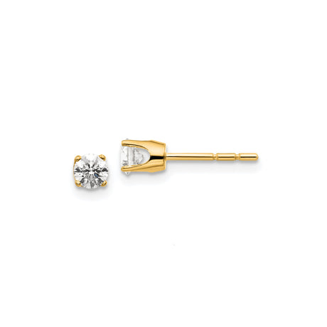 14k Yellow Gold Solitaire Stud Earrings with Round Diamond in Four Prong Setting