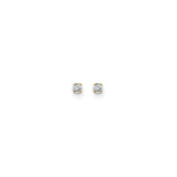 14k Yellow Gold Stud Earrings with Round Diamond, Four Prong Setting, Classic Minimalist Design