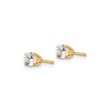 14k Yellow Gold Solitaire Stud Earrings with Round Cut Diamond, Four Prong Setting, Minimalist Design