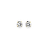 14k Yellow Gold Solitaire Stud Earrings with Round Cut Diamond, Four Prong Setting, Minimalist Design