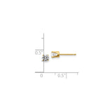 14k Yellow Gold Solitaire Stud Earrings with Round Cut Diamond, Four Prong Setting, Minimalist Design