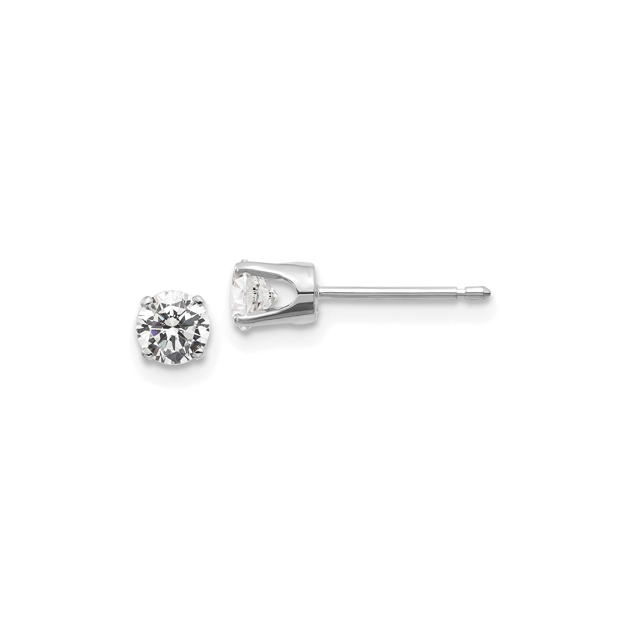 14k White Gold Diamond Solitaire Stud Earrings in Classic Four Prong Setting for Women