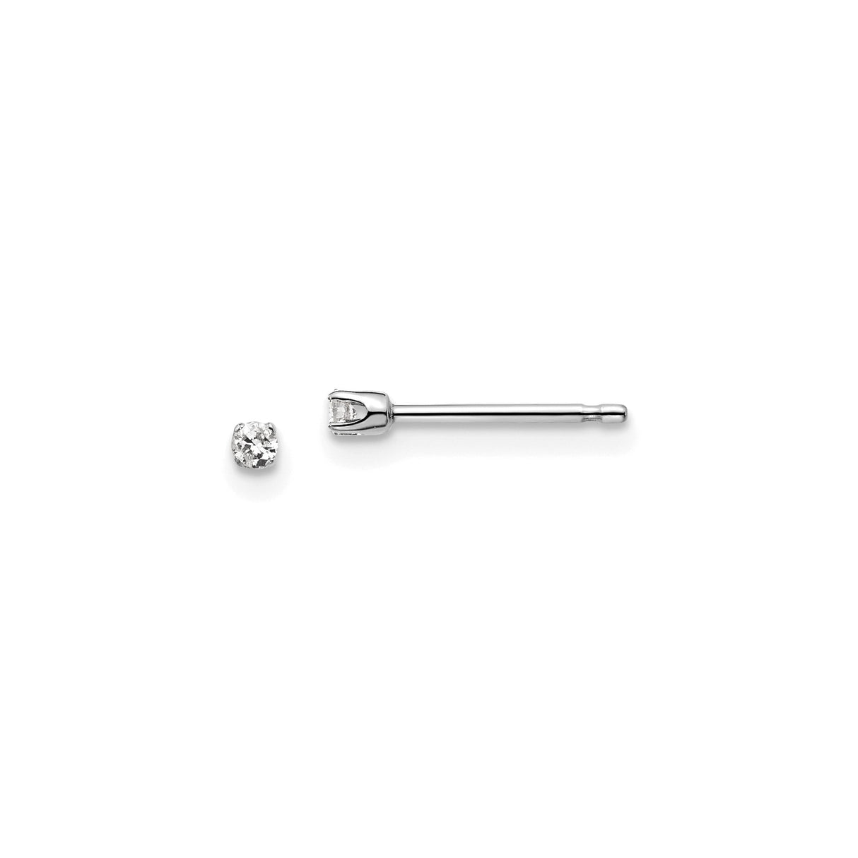 14k White Gold Diamond Stud Earring with Round Cut Natural Diamond, Classic Prong Setting